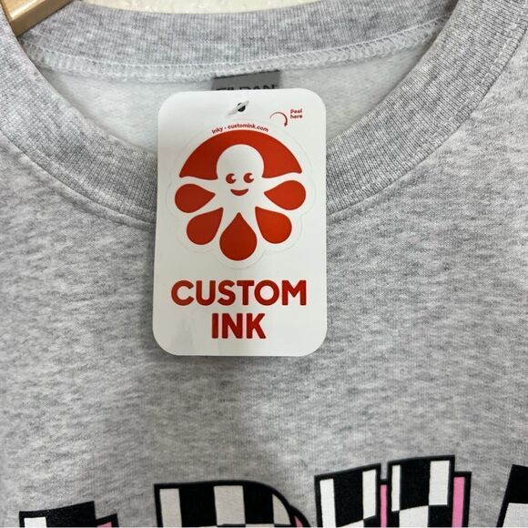 Alpha Chi Sorority Custom Sweatshirt Grey Checkered Spell Out Size M - Picture 8 of 12